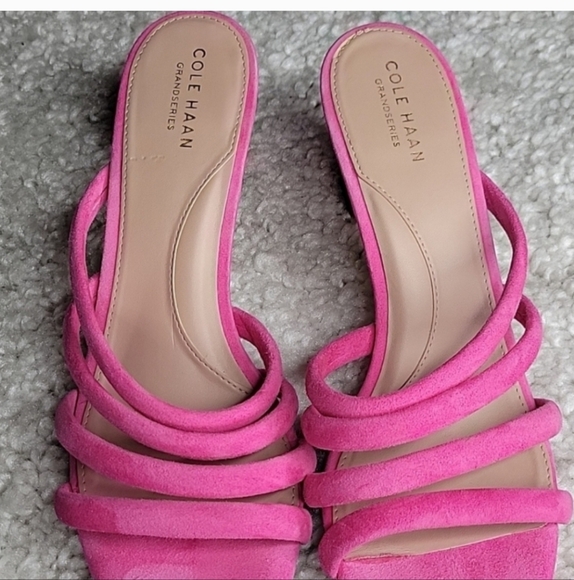 COLE HAAN ADELLE  PInk Suede Strappy Heels Size 9.5 - Picture 13 of 16